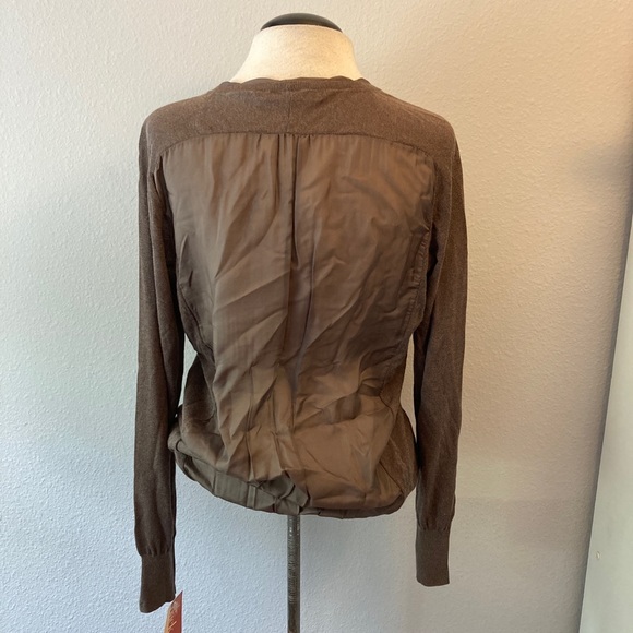 NWT ALPHA Massimo Rebecchi Brown Thin Knit Sheer Silk Back Cardigan Size 46 - Picture 7 of 12